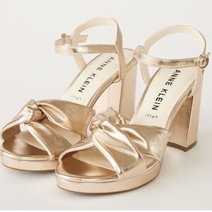 Anne Klein Metallic Gold Heeled Sandals